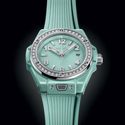 Unworn Big Bang One Click Mint Green Ceramic Diamonds 33, 485.GS.5271.RX.1204, with box