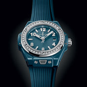 Unworn Big Bang One Click Petrol Blue Ceramic Diamonds 33, 485.ES.5171.RX.1204, with box