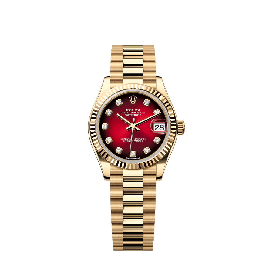 Unworn 2025, Datejust 31, 18k Yellow Gold, Diamonds, Ref# 278278-0049, with box