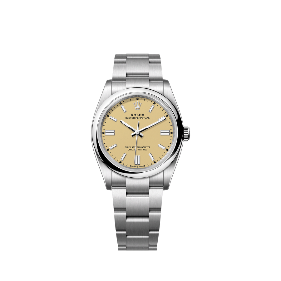 Unworn 2025, Oyster Perpetual, Oystersteel 36mm, Beige dial, Domed Oyster, Ref# 126000-0012, with box