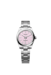 Unworn 2025, Oyster Perpetual, Oystersteel, 31mm, Candy pink dial, Domed Oyster, Ref# 277200-0009, with box