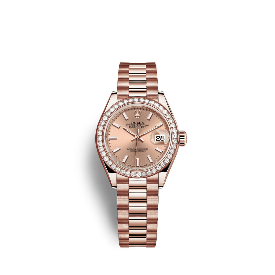 Lady-Datejust 28, 18kt Everose Gold and diamonds, Ref# 279135RBR-0025