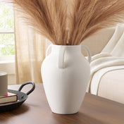 Better Homes & Gardens White Handled Ceramic Vase, 9.8 in