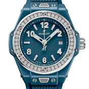 Unworn Big Bang One Click Petrol Blue Ceramic Diamonds 33, 485.ES.5171.RX.1204, with box