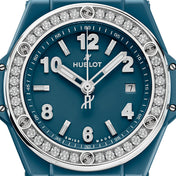 Unworn Big Bang One Click Petrol Blue Ceramic Diamonds 33, 485.ES.5171.RX.1204, with box