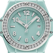 Unworn Big Bang One Click Mint Green Ceramic Diamonds 33, 485.GS.5271.RX.1204, with box