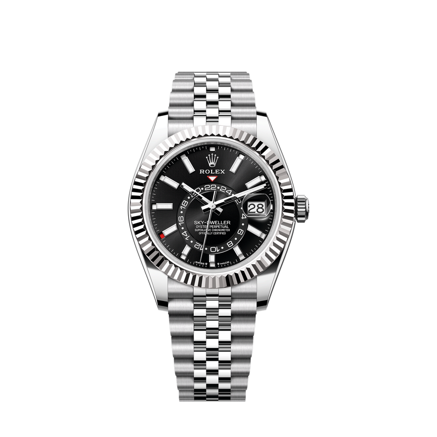Sky-Dweller, 42mm, Oystersteel and 18k White Gold, Black, Jubilee, Ref# 336934-0008