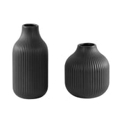 Better Homes & Gardens Black Ribbed Ceramic Vases, Set of 2