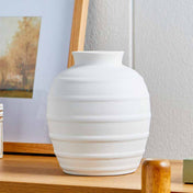 Better Homes & Gardens White Ribbed Ceramic Vase, 8 in