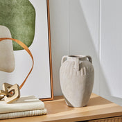 Better Homes & Gardens Three-Handled Ivory Ceramic Vase, 10 in