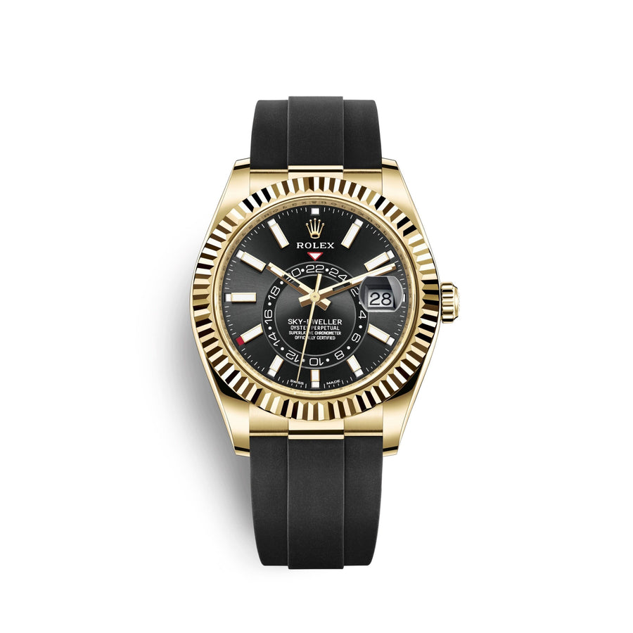 Sky-Dweller 42mm, 18k Yellow Gold, Oysterflex, Ref# 326238-0009