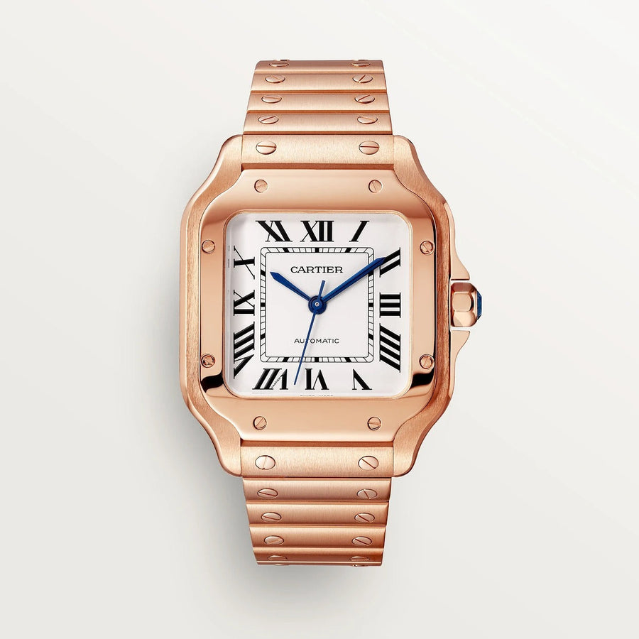 Unworn Santos, 18k Rose Gold, 35.1mm, Ref# WGSA0031, with box